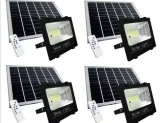4 X FARO Con PANNELLO SOLARE 100 Watt  LED SMD Luce Bianca E SENSORE telecomando
