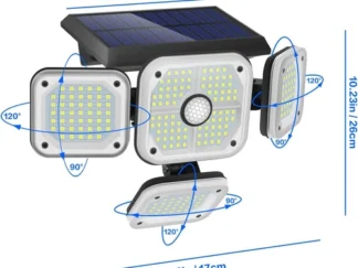 FARETTO ESTERNO CON PANNELLO SOLARE 231 LED SENSORE DI MOVIMENTO E TELECOMANDO