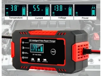 Caricabatteria 12V Carica Automatico Intelligente per Auto, Moto, Scooter, LCD