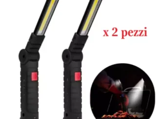 2 LAMPADA DA LAVORO RICARICABILE LED POTENTE PORTATILE TORCIA MAGNETICA OFFICINA